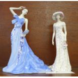 A Wedgwood figure, Sarah, and a Coalport figure, Royal Enclosure, both limited edition, with
