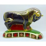 A Royal Crown Derby Bull paperweight
