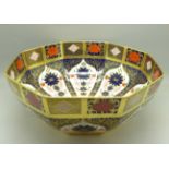 A large Royal Crown Derby 1128 pattern octagonal shaped bowl, 28cm