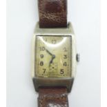 A gentleman's silver cased wristwatch