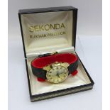 A Sekonda 17 jewels wristwatch, boxed