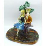 A majolica Parisian figure group, 16.5cm