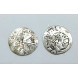 Two London mint silver pennies; Edward I and Elizabeth I dated 1561