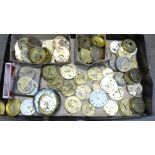 A large quantity of pocket watch movements