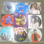 Fifteen picture disc records including Pat Benatar, Tiffany, Phil Collins, Fats Domino and Marc