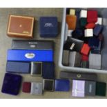 A collection of watch boxes and jewellery boxes including Bulova Accutron