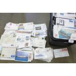 A box of first day covers, all either military, naval, submarines, aircraft, some signed (100's)