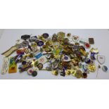 A collection of badges and pin badges, etc.