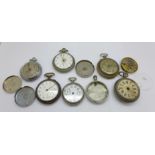 Pocket watches and parts, a/f