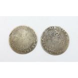 Two William III sixpences, dates worn