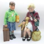 Two Royal Doulton figures, The Girl Evacuee and The Boy Evacuee, 20.5cm