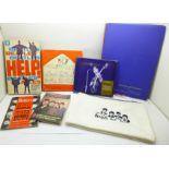 A Beatles paperback book, Help!, also Love Letters to the Beatles, two folding photo booklets, a