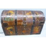 A wooden domed top box with decoupage scraps