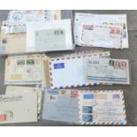 Stamps:- box of Worldwide postal history, over sixty items