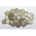 Assorted silver 3d coins, mostly pre 1920, 70g