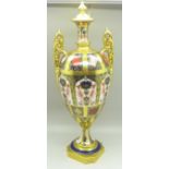 A Royal Crown Derby 1128 pattern urn, 30cm