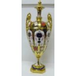 A large Royal Crown Derby 1128 pattern urn, lid a/f