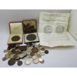 A Lusitania medallion, box a/f, a Lancaster Town Hall commemorative medallion, with box, and a