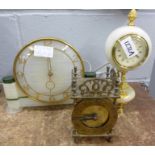 A Smiths electric clock, one other electric clock and an onyx clock