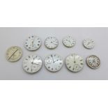 Pocket watch movements including Zenith, J.W. Benson and Thomas Russell