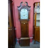 An early 19th Century oak 30-hour longcase clock, painted dial indistinctly signed, 201cms h.