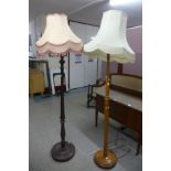 Two beech standard lamps