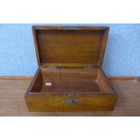 A Victorian oak cigar box with metal mounts