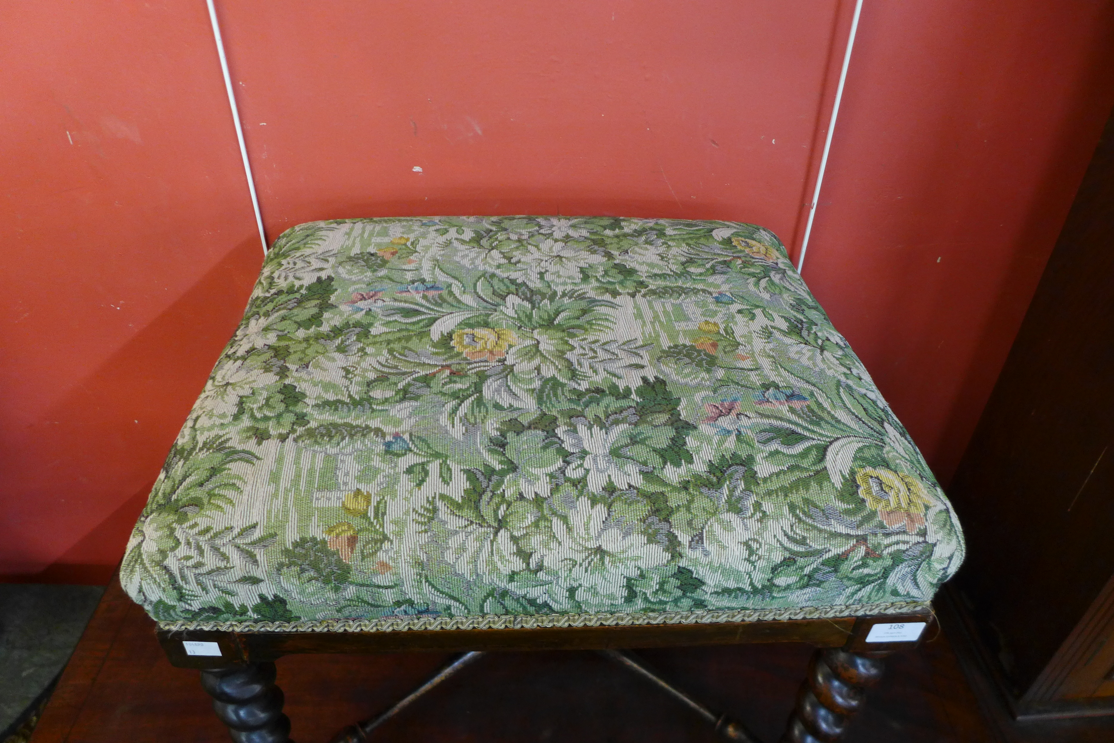 A Victorian mahogany and upholstered footstool - Image 2 of 2