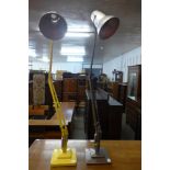 Two Herbert Terry & Sons metal anglepoise desk lamps