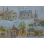 Hedley Carrington, Claypole near Newark, Notts, pen, ink and watercolour, 28 x 39cms, framed,