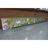 A large painted fairground sign, Wall of Mirrors, 404cms x 51cms