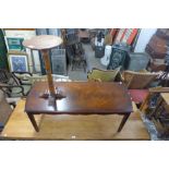 A mahogany coffee table and an oak wine table