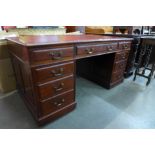 An Edward VII mahogany library desk, 74cms h, 152cms w, 83cms d.