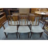 A set of six G-Plan teak dining chairs