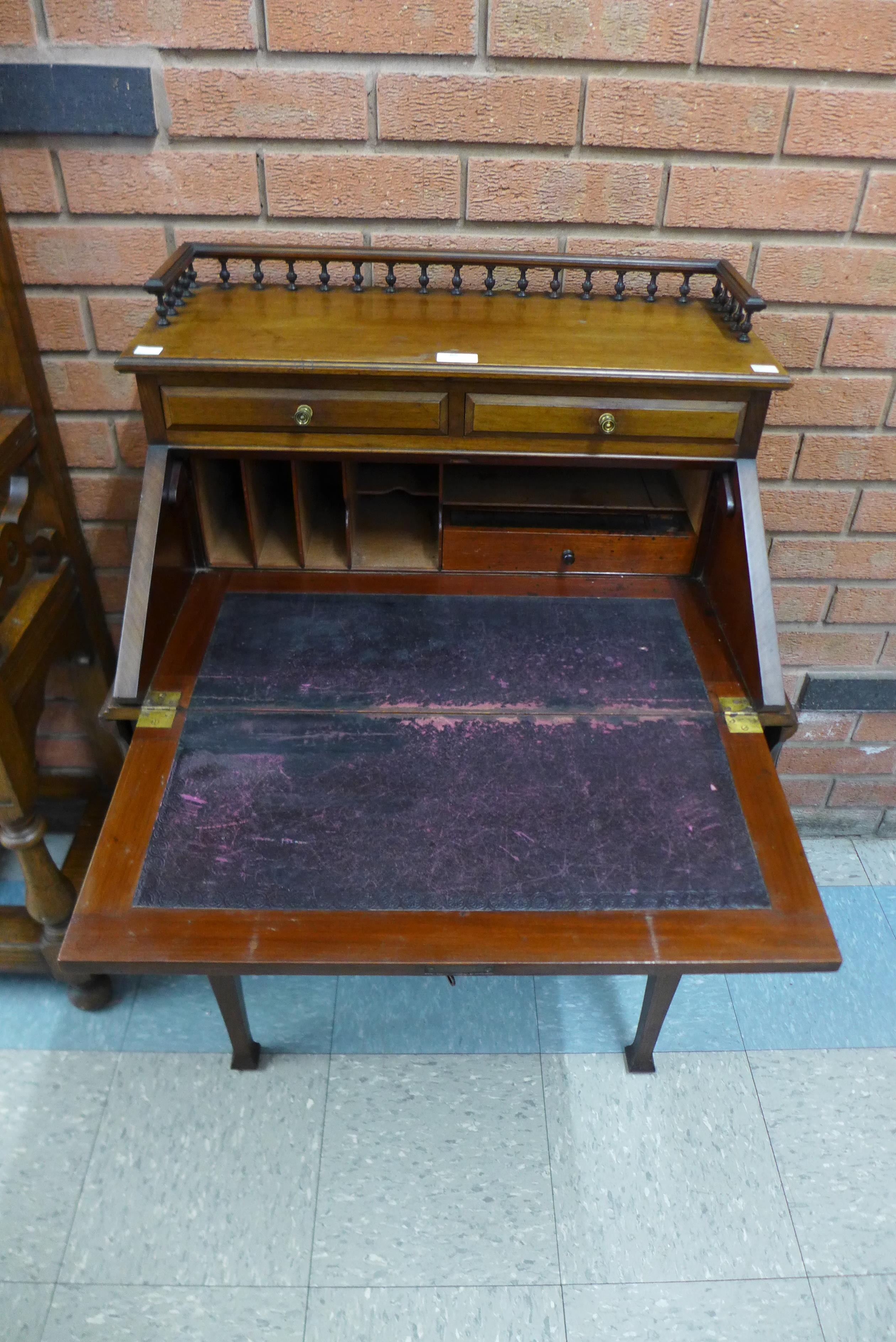 An Edward VII mahogany bureau de dame, 100cms h, 97cms w, 47cms d. - Image 2 of 2