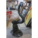 A Tiffany style flamingo lamp, a/f