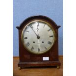 A late 19th Century German oak bracket clock, movement stamped Winterhalter & Hofmeier Sch., 34cm h