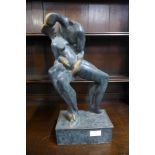 A bronze abstract figure of lovers, 46cms h