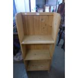 A pine open bookcase