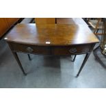 A George III mahogany side table, 77cms h, 98cms w, 48cms d.