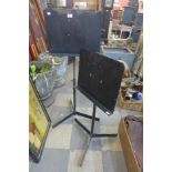 Two steel music stands