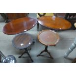 Four mahogany wine tables