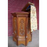 A Victorian Gothic Revival carved oak church pulpit, 186cms h, 116cms w.