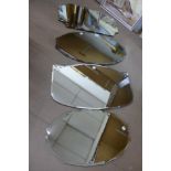 Four frameless deco mirrors