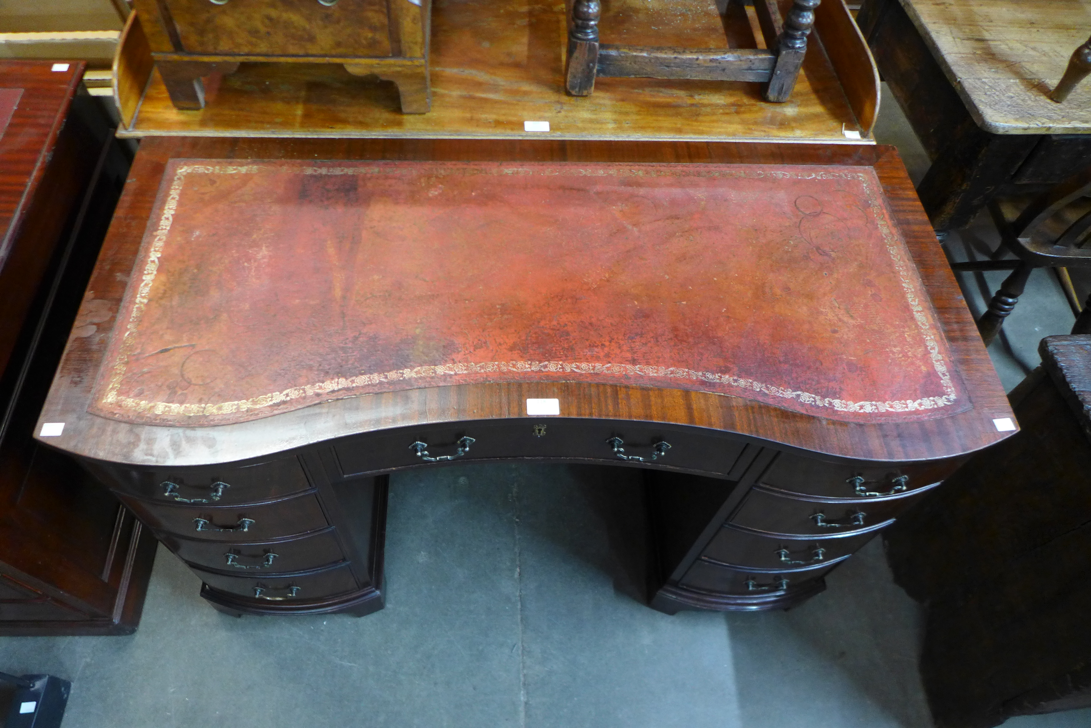 A mahogany kneehole desk, 76cms h, 120cms w, 56cms d. - Image 2 of 2