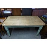 A Victorian painted pine dining table