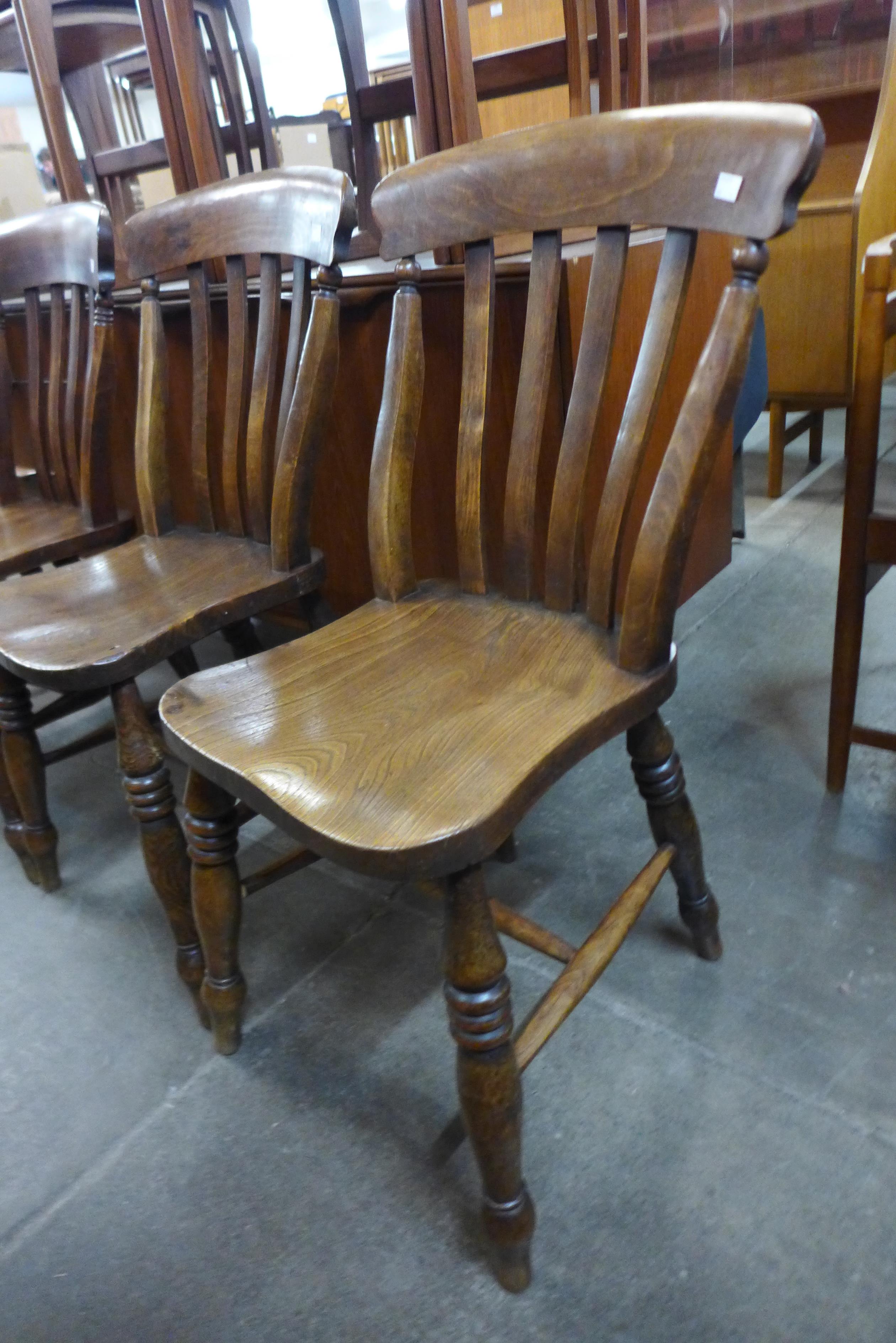 A set of four Victorian elm and beech kitchen chairs - Image 2 of 2