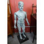 An Italian bronze figure of a Classical male nude, 135cms h.