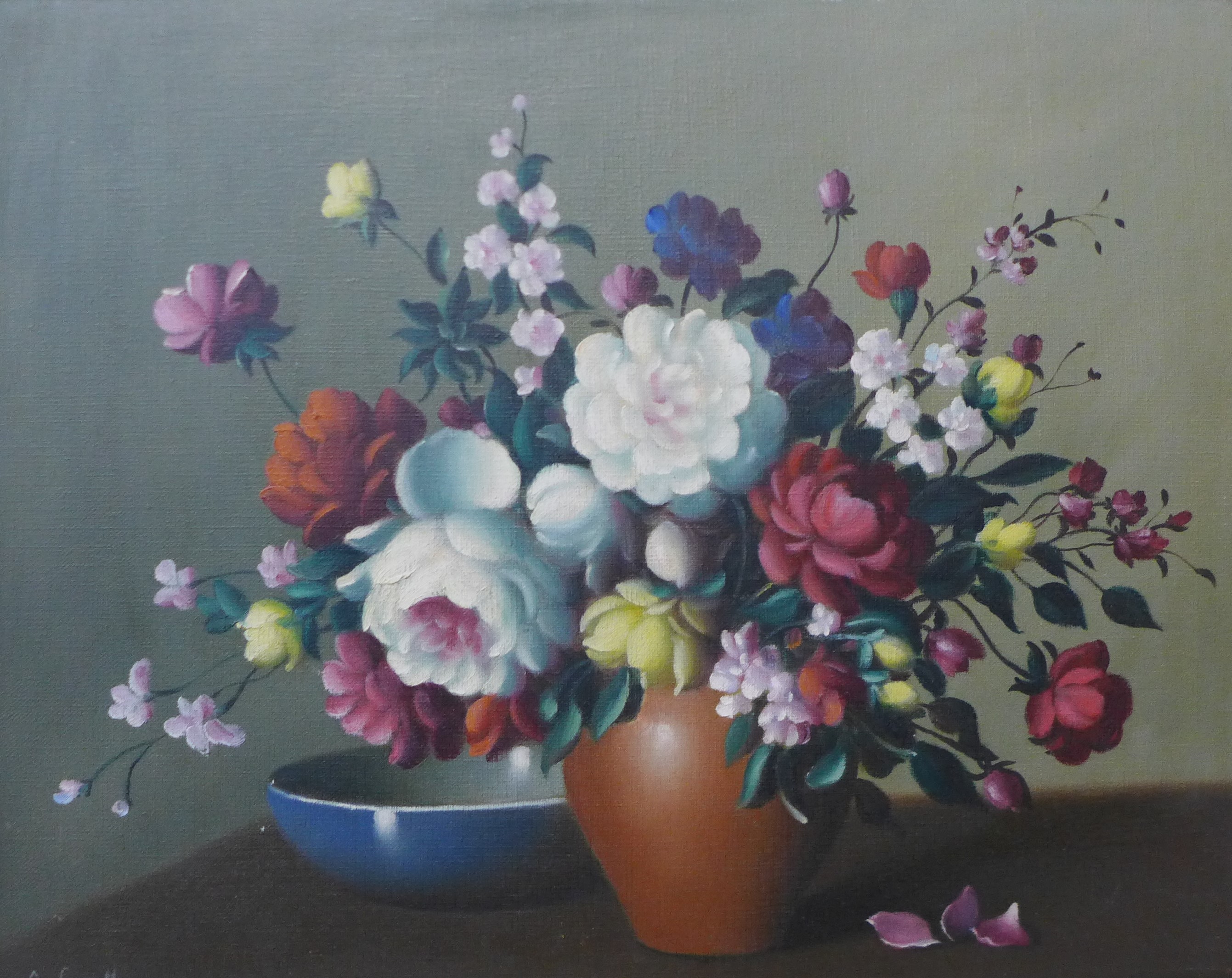 C. Cawthorne, still life of a vase of flowers, oil on canvas, 39 x 49cms, framed