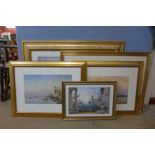 Five assorted prints including a Venetian scene